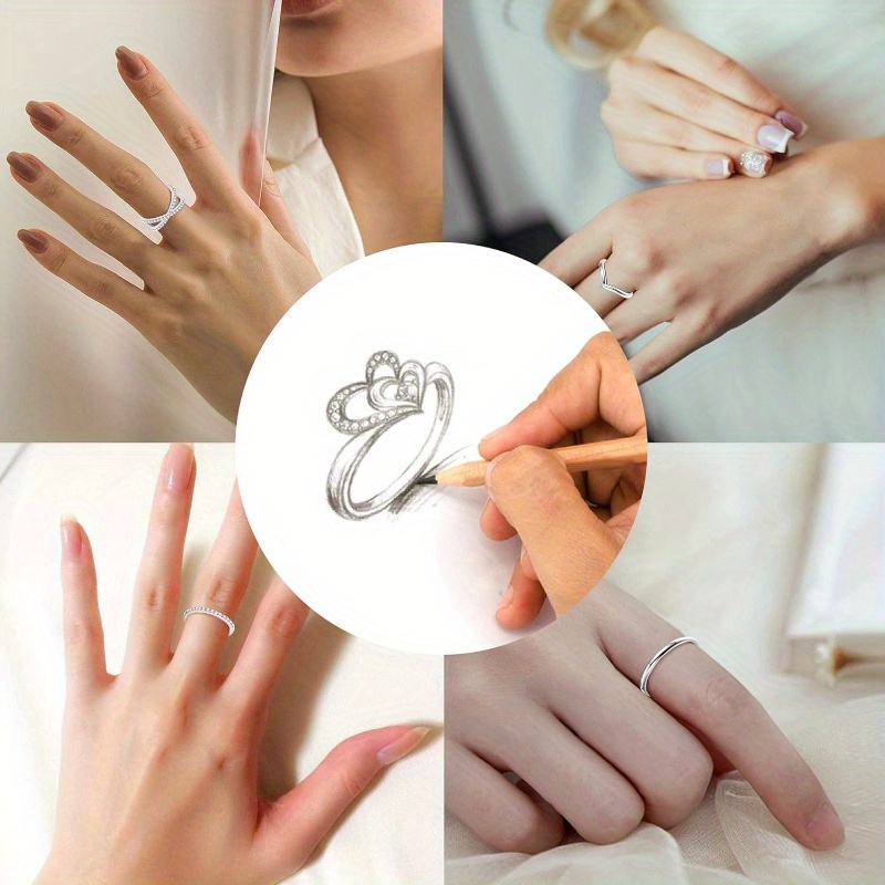 4pcs V Chevron X CZ Criss Cross Stackable Wedding Ring Set